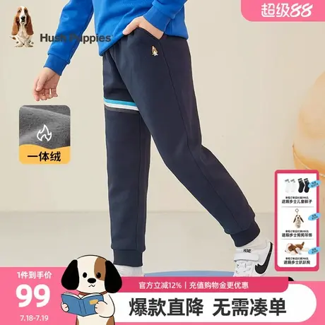 暇步士童装男童时尚保暖卫裤潮冬季新款一体绒儿童加绒运动裤图片