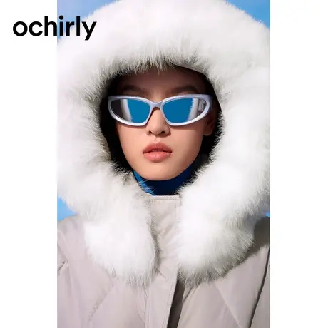 ochirly欧时力 可拆狐狸毛领羽绒大衣女2023新款秋冬腰带保暖外套图片