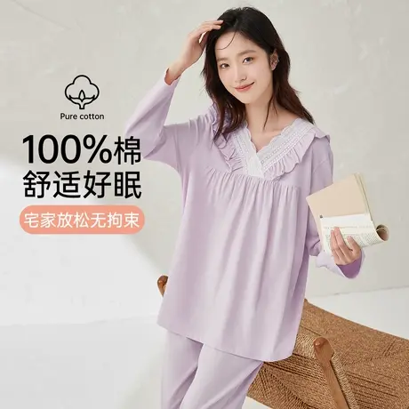 顶瓜瓜睡衣女款纯棉春秋季长袖可外穿家居服套装商品大图