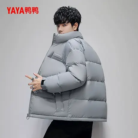鸭鸭羽绒服男士2024秋冬季新品立领短款潮流鸭绒保暖面包服厚外套商品大图
