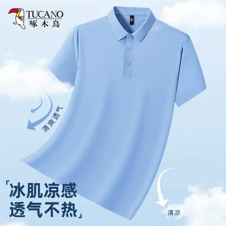 啄木鸟冰丝POLO衫夏季凉感速干短袖休闲翻领纯色男夏季半袖上衣薄图片