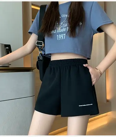 休闲运动短裤女夏季2021年新款宽松显瘦学生直筒裤百搭阔腿裤子潮商品大图