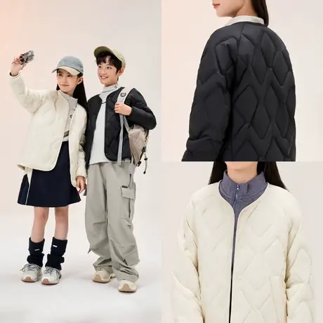 鸭鸭儿童羽绒服女童男女款轻薄2025新款冬季大童冬装三防短款外套商品大图