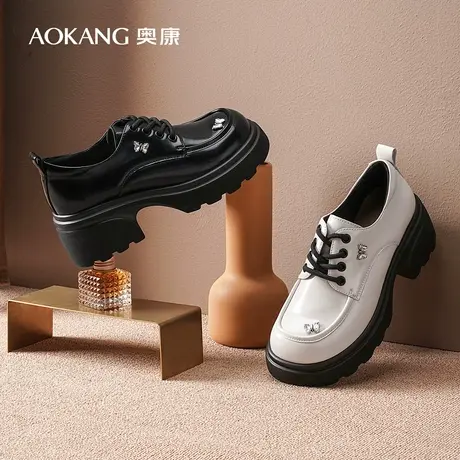 【门店发货】奥康女鞋秋季新款厚底系带休闲时尚百搭深口单鞋商品大图
