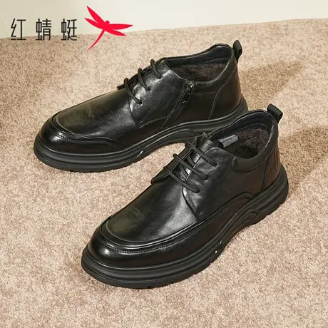 红蜻蜓男鞋真皮商务休闲皮鞋男士英伦风软底舒适百搭中老年爸爸鞋商品大图