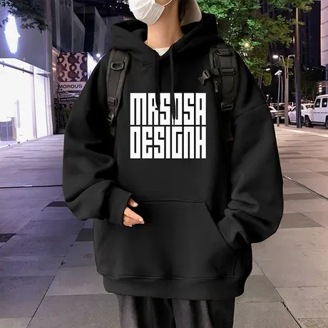 国潮纯棉连帽卫衣男秋冬季港风帽衫潮牌外套2023新款男装宽松上衣商品大图