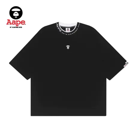Aape男装春夏撞色印花字母刺绣织带领边短袖T恤0689XXG商品大图