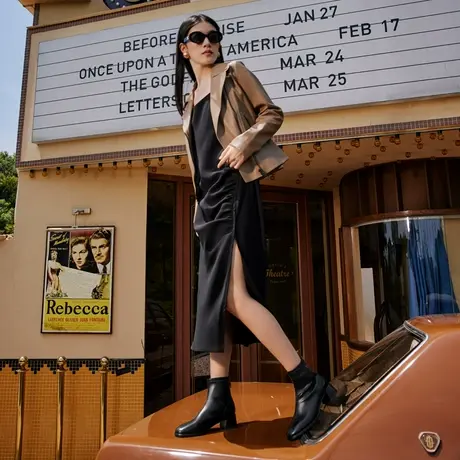 【百亿补贴官方直播】红蜻蜓法式气质高跟靴瘦瘦靴粗跟女靴商品大图