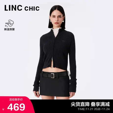 LINCCHIC金羽杰针织衫修身机能风立领毛绒感针织开衫女S233CR460Y商品大图