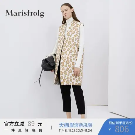 Marisfrolg玛丝菲尔印花马甲2019秋季新款中长款时尚气质休闲女装商品大图