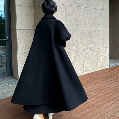 冬季新款毛呢外套韩版宽松时尚大码大衣女中长款斗篷型呢子大衣潮商品大图