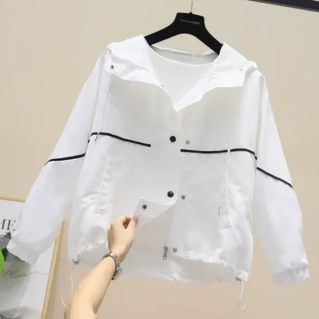 ins网红秋季新潮牌街头风百搭连帽夹克短外套宽松休闲冲锋衣女款图片