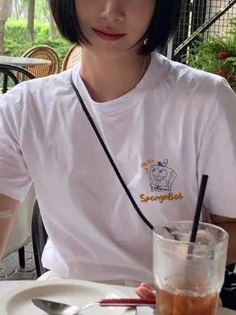 欧货白色仿棉短袖t恤女夏季2023新款美式复古时尚洋气时髦上衣服商品大图