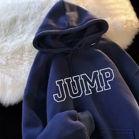 连帽卫衣女2022新款加绒大码胖mm显瘦ins潮秋冬复古小众情侣外套商品大图