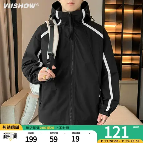 VIISHOW高级感冲锋夹克春秋季2023外套男户外连帽美式宽松爬山外商品大图