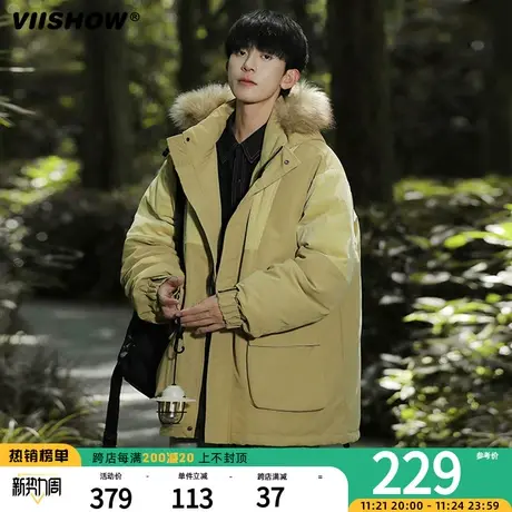 VIISHOW工装棉衣男士冬季潮牌加厚连帽冬装棉袄休闲毛领棉服外套商品大图