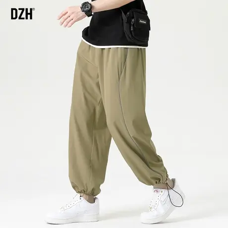 男士冰丝休闲裤男夏季薄款抽绳束脚裤运动裤2023新款九分裤阔腿裤图片