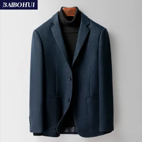 秋冬季加厚羊毛西装男士外套韩版潮流呢子休闲小西服修身单件上衣商品大图