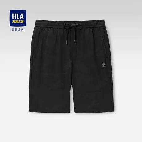 【奥莱】HLA/海澜之家2024系带松紧腰休闲中裤弹力透气宽松短裤男商品大图