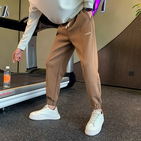 卫裤男加绒裤子春秋季加厚男裤2022新款痞帅冬款运动休闲裤束腿裤商品大图