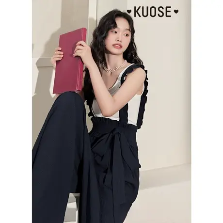 阔色休闲山本裤背带裤女2023新款夏季高腰花苞裙裤阔腿薄款长裤子图片