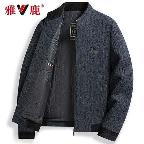 【加棉加厚】雅鹿短款夹克男2024秋冬立领加厚商务休闲雪尼尔外套商品大图