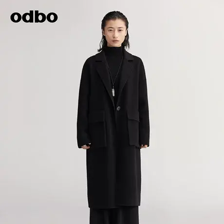 【商场同款】odbo/欧迪比欧秋冬2022新款毛呢外套女羊毛大衣图片