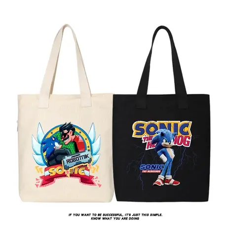 秀洛刺猬索尼克帆布包卡通动漫电影周边书包单肩包女生手提购物袋商品大图