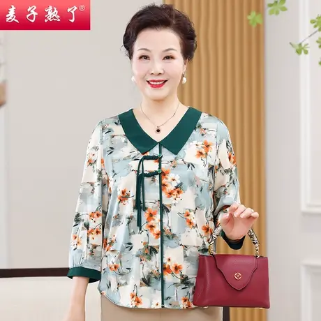 2024春季新款妈妈装打底外穿盘扣小衫阔太太中老年人女装秋上衣服图片