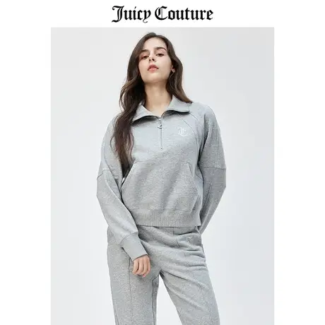 Juicy Couture橘滋卫衣女春季新款美式休闲半拉链针织POLO领上衣商品大图