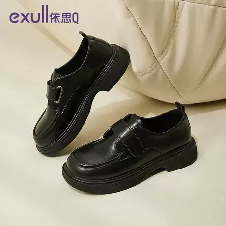 依思q乐福鞋女厚底2024新款春夏增高粗跟一脚蹬单鞋百搭通勤鞋潮商品大图