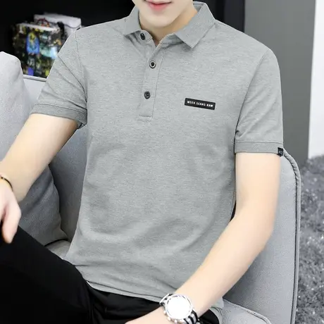 夏季POLO衫保罗翻领短袖t恤男有领商务潮牌潮流简约百搭灰色半袖w商品大图