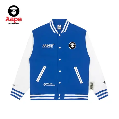 AAPER男装秋冬猿人军团图案印花宽松薄绒棒球卫衣外套3905XXJ商品大图