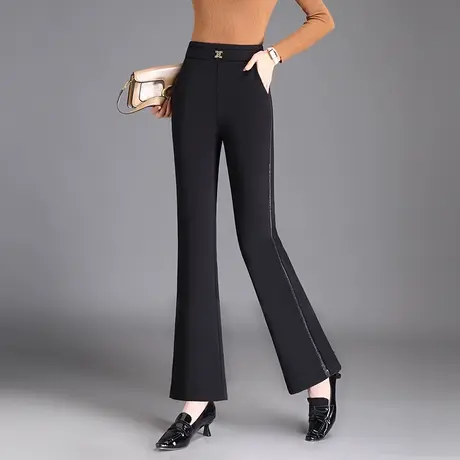 黑色高腰微喇裤女2023秋季新款设计感时尚洋气长裤通勤百搭休闲裤商品大图