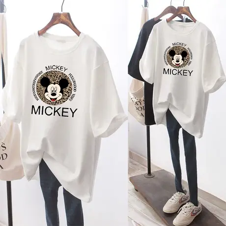 2022夏装新款短袖t恤女米奇印花t恤女ins大码夏装遮肚胖mm上衣潮商品大图