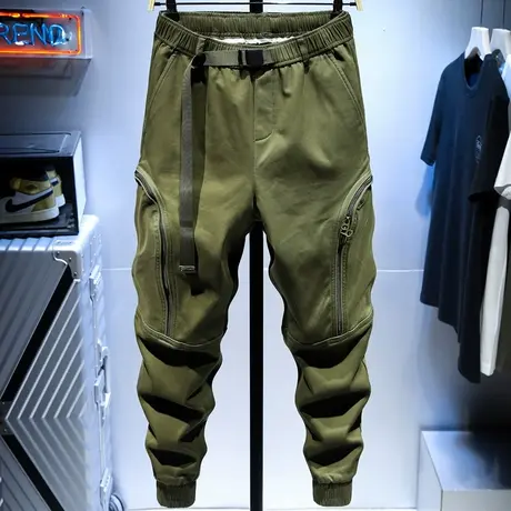 秋季机能工装裤男士潮牌宽松小脚哈伦ins超火休闲束脚长裤子百搭商品大图