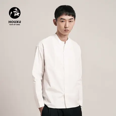 后序中国风T恤男宽松长袖原创简约设计感纯色时尚百搭体恤衫潮商品大图