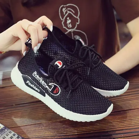 夏季网鞋女运动鞋轻便跑步鞋透气网面韩版休闲平底学生百搭镂空潮图片