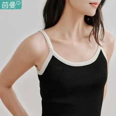 茵曼官方旗舰店休闲针织小背心女2024年夏季新款吊带打底上衣黑色图片
