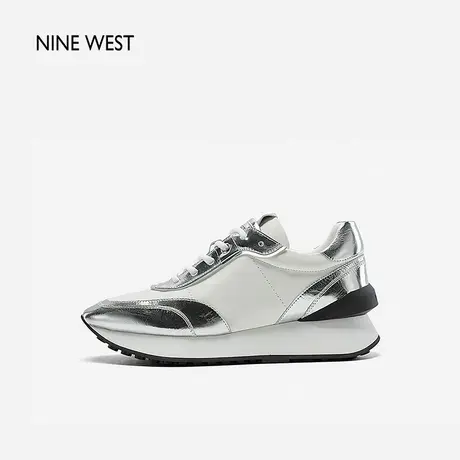 Nine West/玖熙轻便内增高银色阿甘鞋2024春季新款厚底流行老爹鞋图片