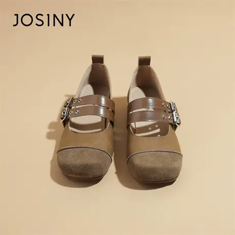 Josiny/卓诗尼小皮鞋女勃肯鞋2024新款平底配裙子玛丽珍鞋一脚蹬商品大图