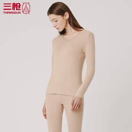 三枪秋衣秋裤女薄款男士V领内衣套装保暖内衣女圆领纯棉打底23238图片