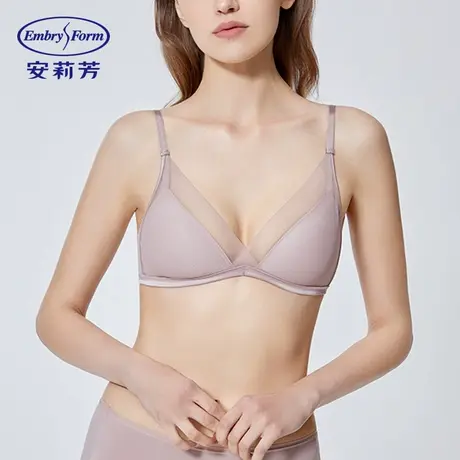 【直播今日王炸秒杀】安莉芳网纱薄款三角杯文胸女小胸无钢圈内衣商品大图