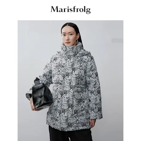 【商场同款】玛丝菲尔2023年冬季新款白鹅绒童趣印花零压羽绒服商品大图