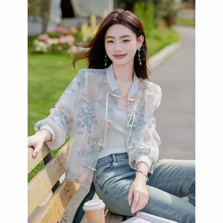 时尚气质外套2024年夏季新款女新中式国风薄款温柔百搭短款上衣图片