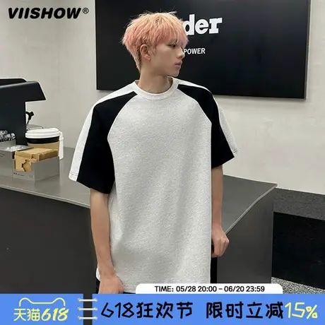 VIISHOW国潮美式插肩袖短袖t恤男夏季潮牌ins休闲痞帅男生打底衫商品大图