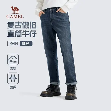 骆驼男装直筒牛仔裤男士2025新款夏季复古水洗舒适弹力休闲长裤商品大图