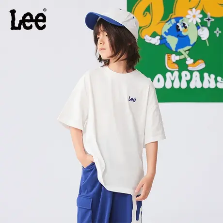Lee 儿童纯色短袖2025夏季新款T恤衫套头圆领宽松休闲时尚上衣图片