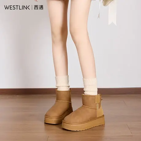 西遇小耳朵~真皮毛一体雪地靴女款2025新款冬季短筒加绒厚底棉鞋图片