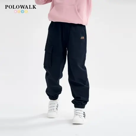 POLOWALK童装新品2025春秋男童梭织宽松美式新款运动高腰休闲裤商品大图